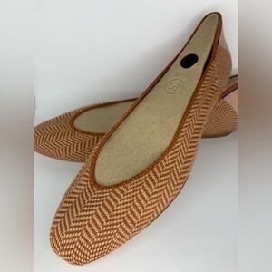 Rothy’s Merino Camel Herringbone Square Toe Flats Size 8 NEW, Limited Edition